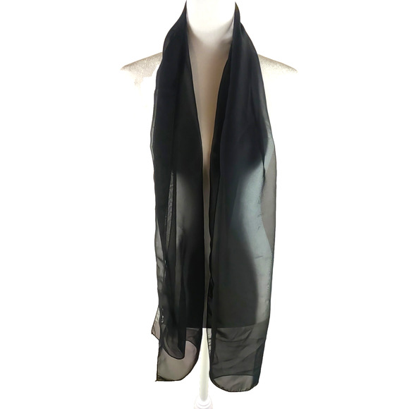 Cejon Black Sheer Scarf Rectangle 60" X 13 Funeral Church Business - Picture 1 of 8